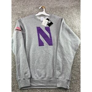 New Era Northwestern Wildcats Crewneck Sweatshirt S Gray NEW Wrigley Field Patch